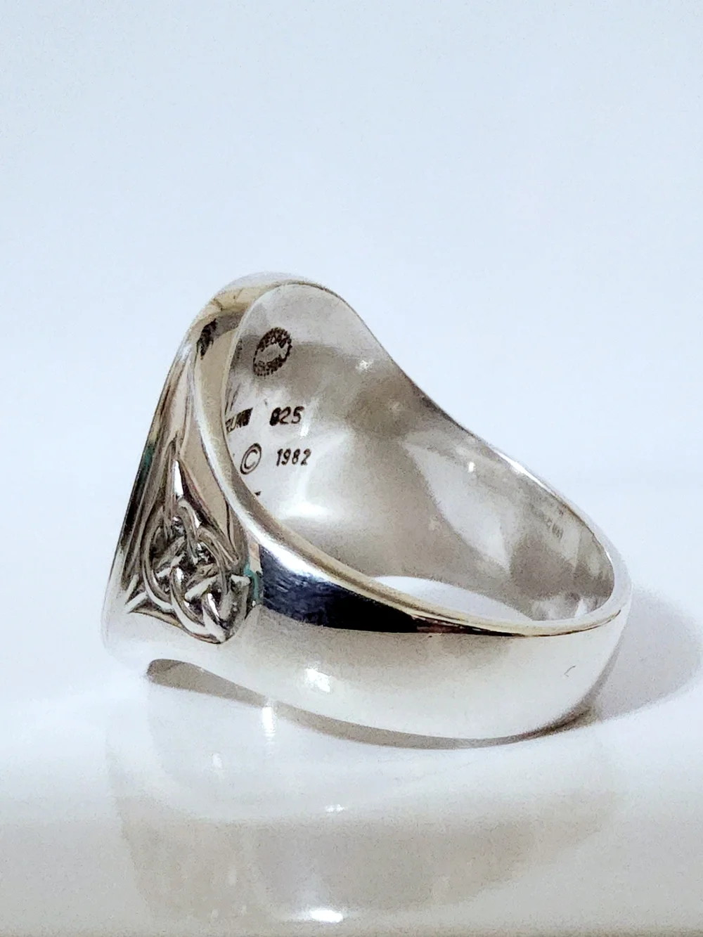 Vintage Georg Jensen Sterling Silver Eagle Signet Ring With Celtic Motif
